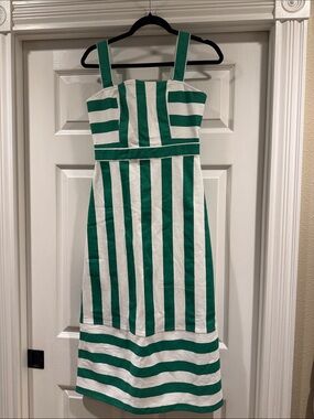 Hyacinth House Green & White Striped Sleeveless Dress